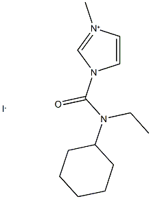 1-{[cyclohexyl(ethyl)amino]carbonyl}-3-methyl-1H-imidazol-3-ium iodide Struktur