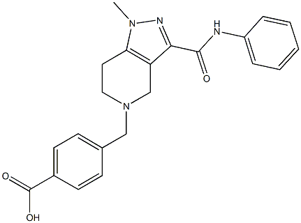 4-{[3-(anilinocarbonyl)-1-methyl-1,4,6,7-tetrahydro-5H-pyrazolo[4,3-c]pyridin-5-yl]methyl}benzoic acid Struktur