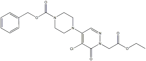 Benzyl 4-[5-chloro-1-(2-ethoxy-2-oxoethyl)-6-oxo-1,6-dihydro-4-pyridazinyl]tetrahydro-1(2H)-pyrazine Struktur