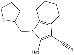 2-amino-1-(tetrahydrofuran-2-ylmethyl)-4,5,6,7-tetrahydro-1H-indole-3-carbonitrile Struktur