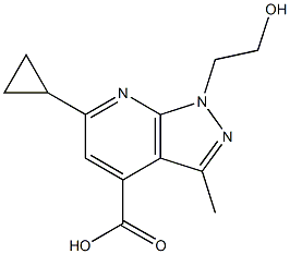 6-cyclopropyl-1-(2-hydroxyethyl)-3-methyl-1H-pyrazolo[3,4-b]pyridine-4-carboxylic acid Struktur