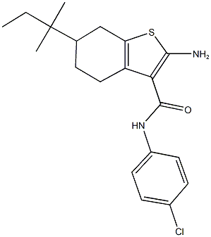 2-AMINO-N-(4-CHLOROPHENYL)-6-(1,1-DIMETHYLPROPYL)-4,5,6,7-TETRAHYDRO-1-BENZOTHIOPHENE-3-CARBOXAMIDE Struktur