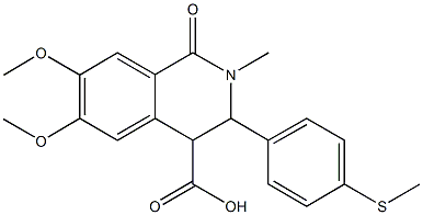 6,7-dimethoxy-2-methyl-3-[4-(methylthio)phenyl]-1-oxo-1,2,3,4-tetrahydroisoquinoline-4-carboxylic acid Struktur