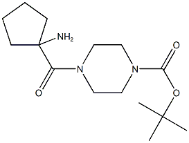 tert-butyl 4-[(1-aminocyclopentyl)carbonyl]piperazine-1-carboxylate Struktur