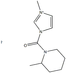 3-methyl-1-[(2-methylpiperidin-1-yl)carbonyl]-1H-imidazol-3-ium iodide Struktur