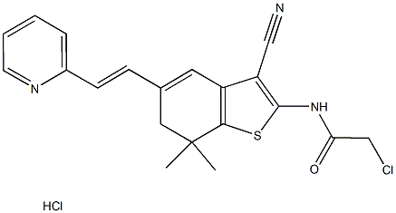 2-chloro-N-{3-cyano-7,7-dimethyl-5-[2-pyridin-2-ylvinyl]-6,7-dihydro-1-benzothien-2-yl}acetamide hydrochloride Struktur