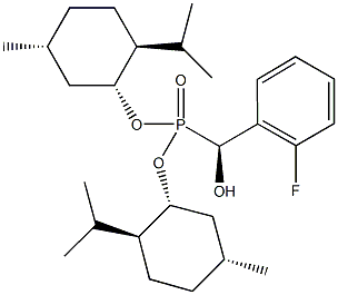 bis[(1R,2S,5R)-2-isopropyl-5-methylcyclohexyl] [(S)-(2-fluorophenyl)(hydroxy)methyl]phosphonate Struktur