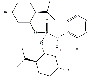 bis[(1R,2S,5R)-2-isopropyl-5-methylcyclohexyl] [(R)-(2-fluorophenyl)(hydroxy)methyl]phosphonate Struktur