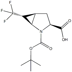 (1R,3S,5R,6R)-2-(tert-butoxycarbonyl)-6-(trifluoromethyl)-2-azabicyclo[3.1.0]hexane-3-carboxylic acid Struktur