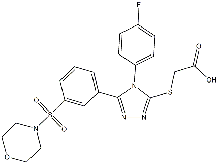 {4-(4-Fluoro-phenyl)-5-[3-(morpholine-4-sulfonyl)-phenyl]-4H-[1,2,4]triazol-3-ylsulfanyl}-acetic acid Struktur