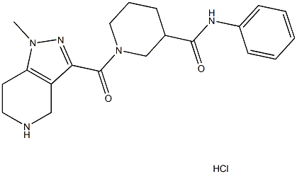 1-[(1-methyl-4,5,6,7-tetrahydro-1H-pyrazolo[4,3-c]pyridin-3-yl)carbonyl]-N-phenylpiperidine-3-carboxamide hydrochloride Struktur