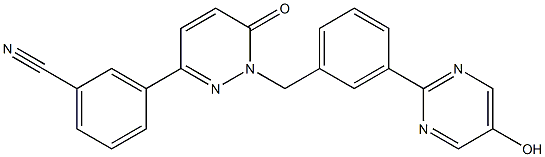 3-(1-(3-(5-hydroxypyrimidin-2-yl)benzyl)-6-oxo-1,6-dihydropyridazin-3-yl)benzonitrile Struktur