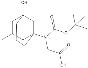 (S)-N-tert-butoxycarbonyl-(3-hydroxyadamantan-1-yl)glycine Struktur