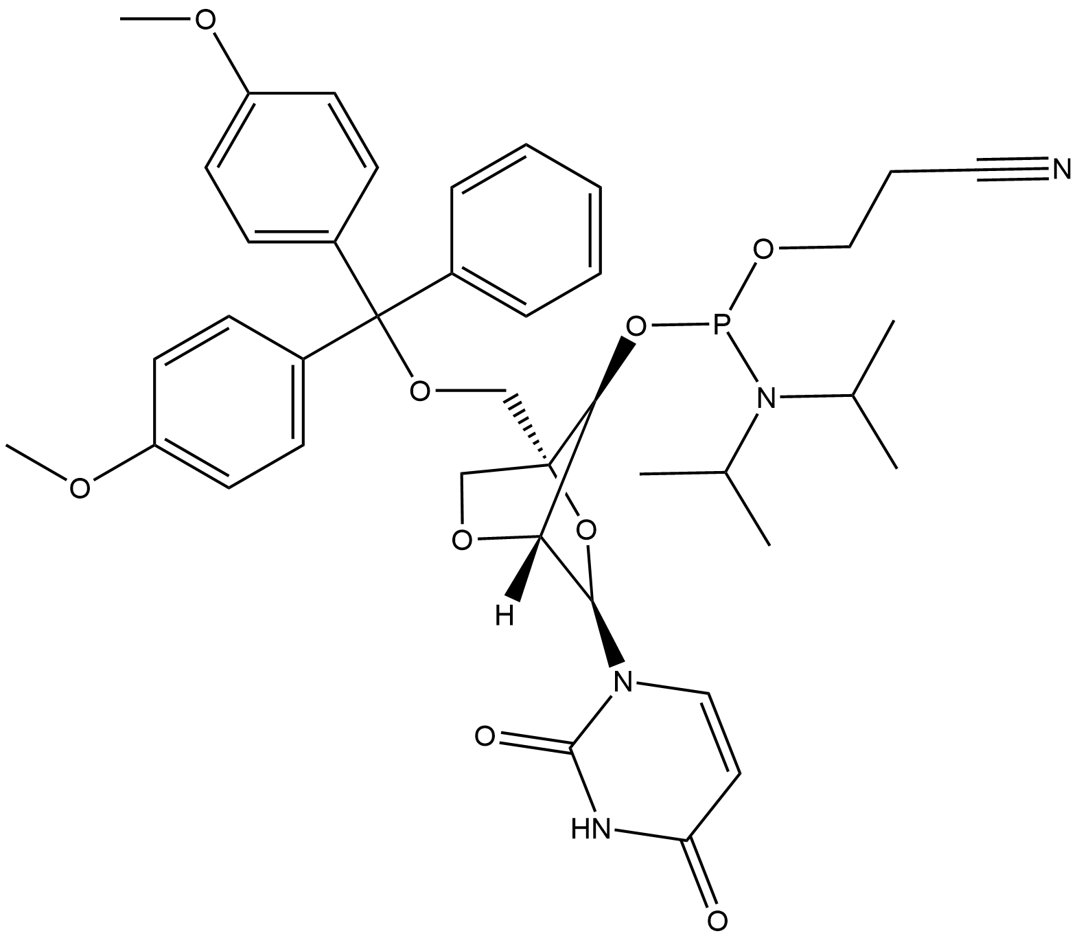 DMTr-LNA-U-3-CED-phosphora Struktur