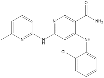 4-((2-chlorophenyl)amino)-6-((6-methylpyridin-2-yl)amino)nicotinamide Struktur