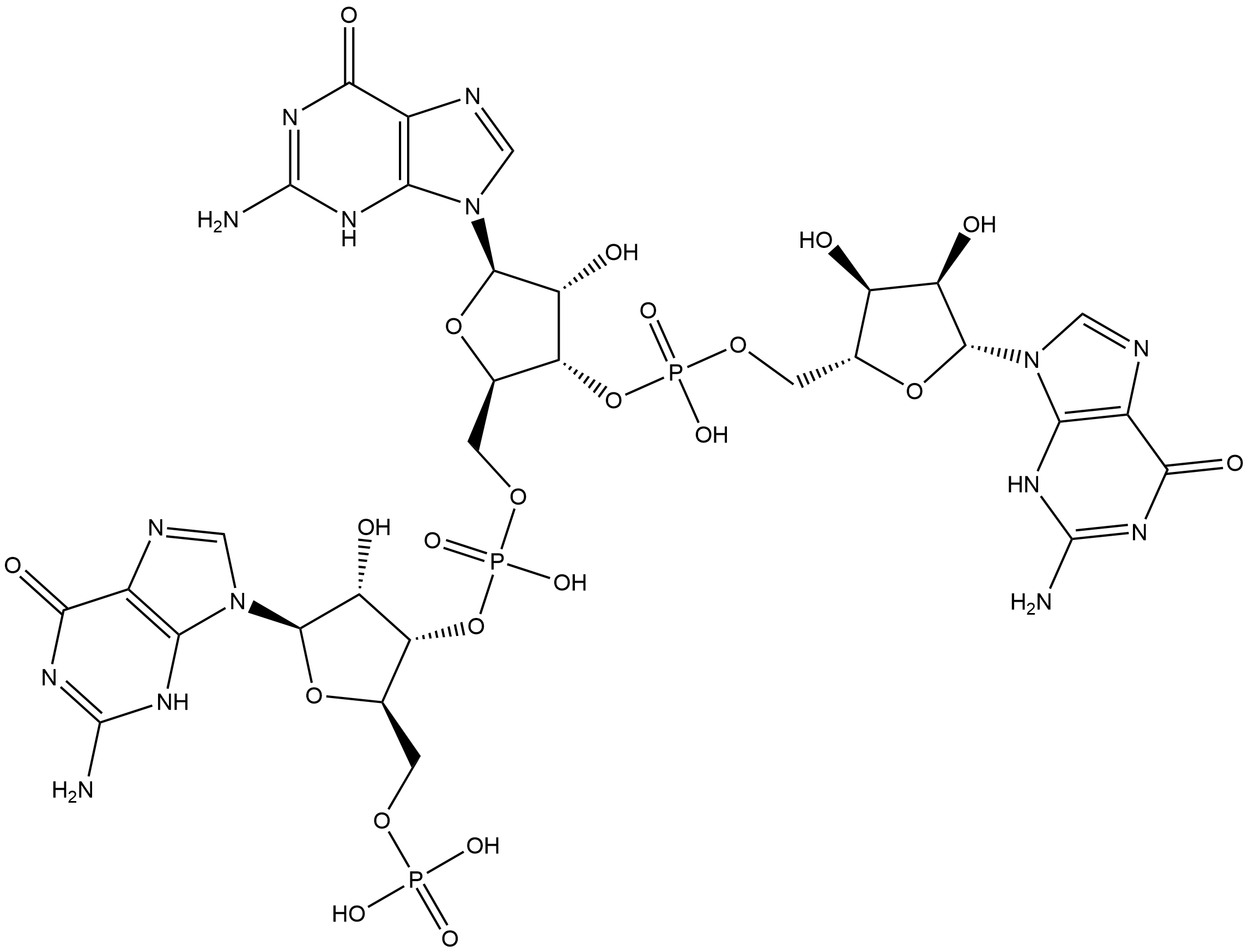 -O-Phosphonoguanylyl-(3′→5′)-guanylyl-(3′→5′)-guanosine (ACI) Struktur