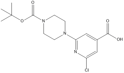 2-(4-(tert-butoxycarbonyl)piperazin-1-yl)-6-chloroisonicotinic acid Struktur