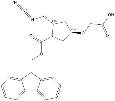 2-(((3R,5S)-1-(((9H-fluoren-9-yl)methoxy)carbonyl)-5-(azidomethyl)pyrrolidin-3-yl)oxy)acetic acid Struktur