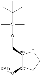 (((2R,3R)-3-(bis(4-methoxyphenyl)(phenyl)methoxy)tetrahydrofuran-2-yl)methoxy)(tert-butyl)dimethylsilane Struktur