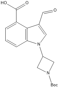 1-(1-(tert-butoxycarbonyl)azetidin-3-yl)-3-formyl-1H-indole-4-carboxylic acid Struktur