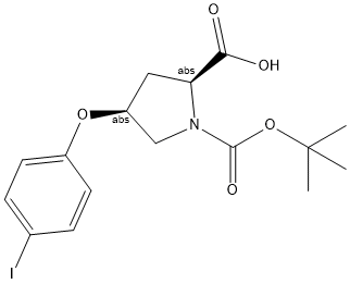 (2S,4S)-1-(tert-butoxycarbonyl)-4-(4-iodophenoxy)pyrrolidine-2-carboxylic acid Struktur