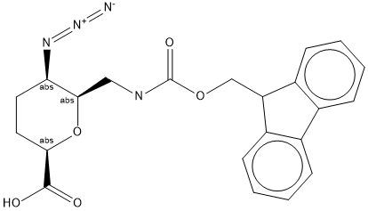 (2R,5R,6R)-6-(((((9H-fluoren-9-yl)methoxy)carbonyl)amino)methyl)-5-azidotetrahydro-2H-pyran-2-carboxylic acid Struktur