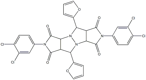 2,7-bis(3,4-dichlorophenyl)-5,10-di(2-furyl)tetrahydropyrrolo[3,4-c]pyrrolo[3',4':4,5]pyrazolo[1,2-a]pyrazole-1,3,6,8(2H,3aH,5H,7H)-tetrone Struktur