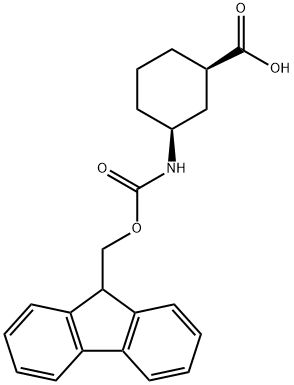 (1R,3S)-3-[[(9H-Fluoren-9-ylmethoxy)carbonyl]amino]cyclohexanecarboxylic acid Struktur