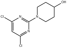 2-(4-Hydroxy-piperidin-1-yl)-4,6-dichloropyrimidine Struktur