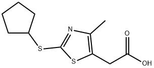 2-[2-(cyclopentylsulfanyl)-4-methyl-1,3-thiazol-5-yl]acetic acid Struktur