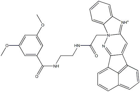 8-[2-({2-[(3,5-dimethoxybenzoyl)amino]ethyl}amino)-2-oxoethyl]-8H-acenaphtho[1',2':3,4]pyridazino[1,6-a]benzimidazol-13-ium Struktur