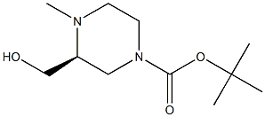 1,1-dimethylethyl (3S)-3-(hydroxymethyl)-4-methyl-1-piperazinecarboxylate Struktur