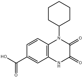 1-cyclohexyl-2,3-dioxo-1,2,3,4-tetrahydroquinoxaline-6-carboxylic acid Struktur