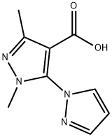 1,3-dimethyl-5-(1H-pyrazol-1-yl)-1H-pyrazole-4-carboxylic acid Struktur