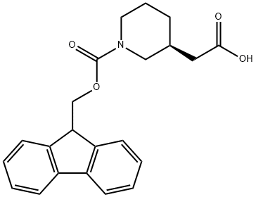 2-[(3S)-1-{[(9H-fluoren-9-yl)methoxy]carbonyl}piperidin-3-yl]acetic acid Struktur