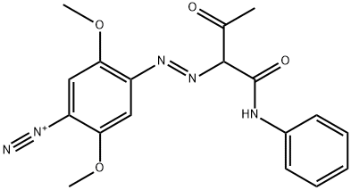 Benzenediazonium, 2,5-dimethoxy-4-[[2-oxo-1-[(phenylamino)carbonyl]propyl]azo]- Struktur