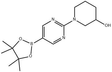 2-(3-Hydroxypiperidin-1-yl)pyrimidine-5-boronic acid pinacol ester Struktur