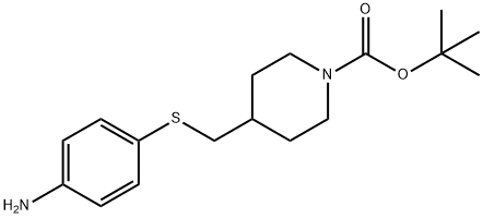 4-(4-Amino-phenylsulfanylmethyl)-piperidine-1-carboxylic acid tert-butyl ester Struktur