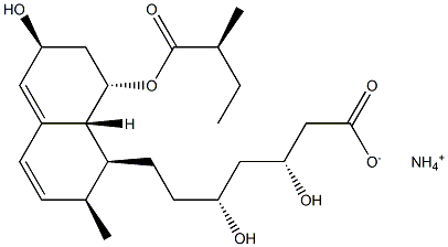 Ammonium (3R,5R)-3,5-dihydroxy-7-[(1S,2S,6S,8S,8aR)-6-hydroxy-2-methyl-8-[[(2S)-2-methylbutanoyl]oxy]-1,2,6,7,8,8a-hexahydronaphtalen-1-yl]heptanoate Struktur