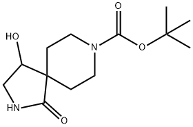 tert-Butyl 4-hydroxy-1-oxo-2,8-diazaspiro[4.5]decane-8-carboxylate Struktur