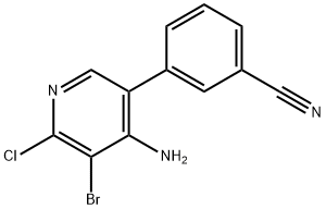 4-Amino-2-chloro-3-bromo-5-(3-cyanophenyl)pyridine Struktur