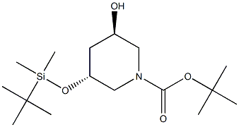 tert-butyl (3R,5R)-3-((tert-butyldimethylsilyl)oxy)-5-hydroxypiperidine-1-carboxylate Struktur