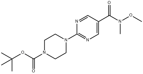 tert-Butyl 4-(5-(methoxy(methyl)carbamoyl)pyrimidin-2-yl)piperazine-1-carboxylate Struktur