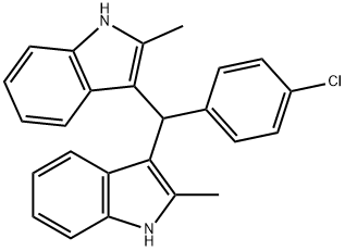 3-[(4-chlorophenyl)(2-methyl-1H-indol-3-yl)methyl]-2-methyl-1H-indole Struktur