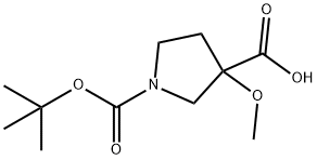 1-(tert-butoxycarbonyl)-3-methoxypyrrolidine-3-carboxylic acid Struktur