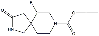 tert-butyl 6-fluoro-3-oxo-2,8-diazaspiro[4.5]decane-8-carboxylate Struktur