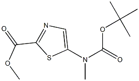 2-Thiazolecarboxylic acid, 5-[[(1,1-dimethylethoxy)carbonyl]methylamino]-, methyl ester Struktur