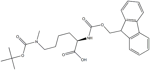 (2R)-6-{[(tert-butoxy)carbonyl](methyl)amino}-2-({[(9H-fluoren-9-yl)methoxy]carbonyl}amino)hexanoic acid Struktur