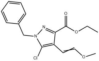 ethyl 1-benzyl-5-chloro-4-(2-methoxyvinyl)-1H-pyrazole-3-carboxylate Struktur