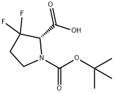 (S)-1-(tert-butoxycarbonyl)-3,3-difluoropyrrolidine-2-carboxylic acid Struktur